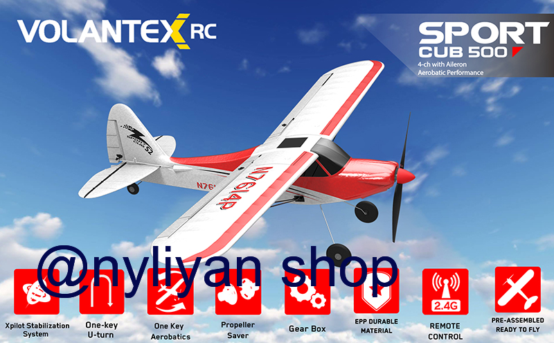 VOLANTEX 2.4GHz 4CH Red Sport Cub Fighter 500mm RC Plane 6 Axis