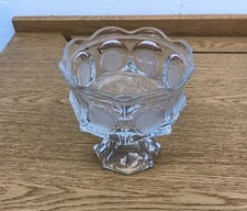 Vintage Footed Clear Eagle Coin Dot Bowl Cand...