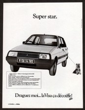 1984 CITROEN Visa Vintage Original Print AD White car photo little dog French