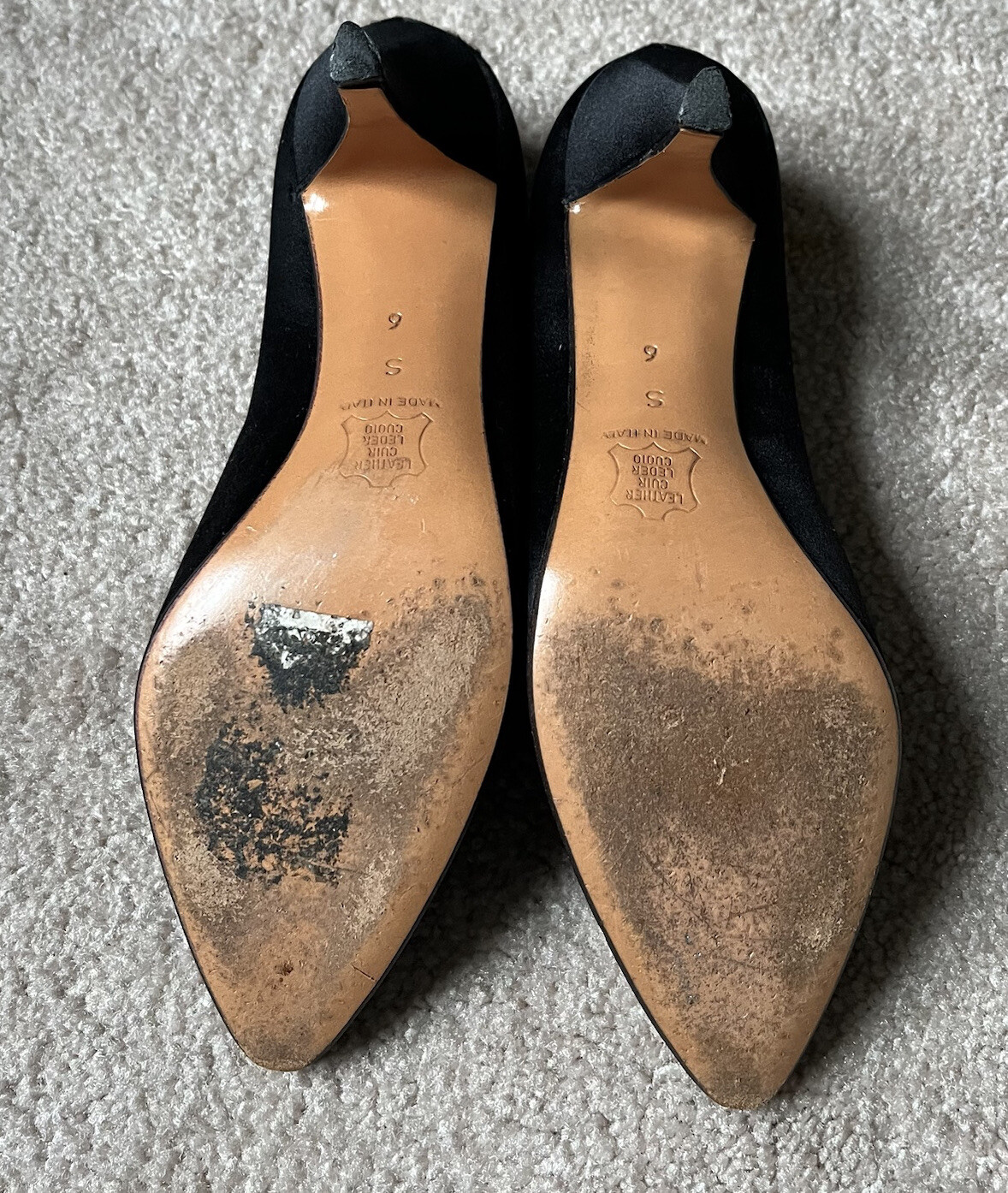 Scarpe décolleté vintage YSL Yves Saint Laurent raso nero con strass taglia 6 S