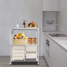 2-tier Storage Rack Organizer Shelf Freestanding Space Saver Storage Shelf White