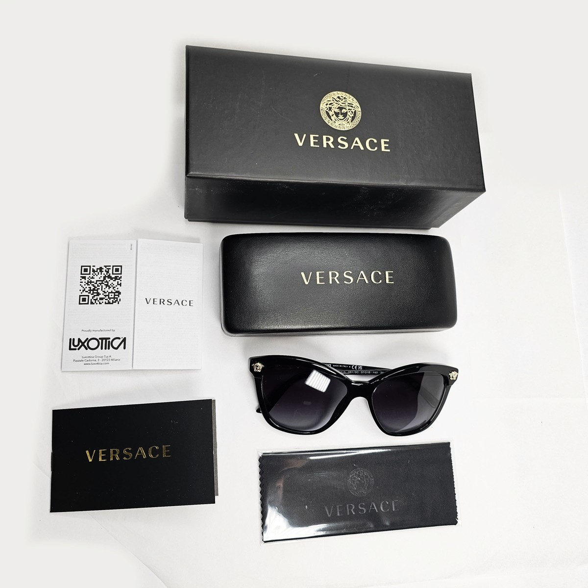 Versace Sunglasses Gold Black Gradient Smoke Medusa Square MOD VE