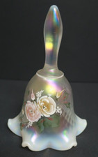 S. Miller Fenton Bell Iridescent Ruffled Edges Hand Painted Flower Floral 7