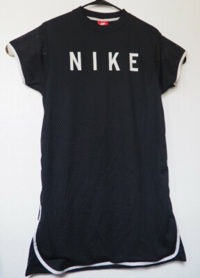 Nike Sportswear Short Sleeve Mesh Dress Women's XS Athleisure Black White |  eBay
