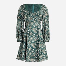 NWT Womens Size 4 J. Crew Sweetheart Long Sleeve Mini Dress in Vintage Vines NEW