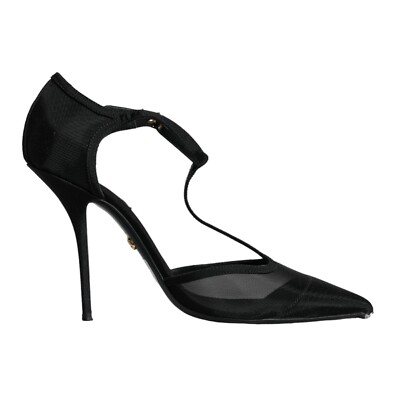【関税&送料込】Dolce & Gabbana High-Heeled Shoes DOLCE & GABBANA Shoes Black Mesh T-strap Stiletto High Heels