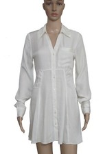 UO Renee White Button-Down Shirt Dress Urban Outfitters Long Sleeve Small S