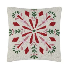 Peking Handicraft - Festive Folk Snowflake 16" Pillow - 31AV99C16SQ