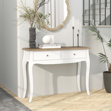 Tavolo Consolle Treocho Bianco Con Cassetto E Ripiano: Design A X, Stretto Per Ingresso, Soggiorno, 102x11,8x78,5 Cm - 3