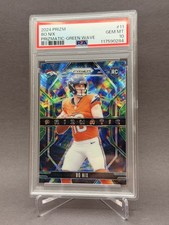 PSA 10 Bo Nix RC 2024 Prizm Prizmatic Green Wave #11 Rookie Broncos