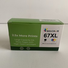 Relcolor HP 67XL Ink Cartridges Black Tri-Color Combo New