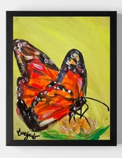 GUAJARDO Original Expressionism Butterfly 14X11 Canvas Signed Art