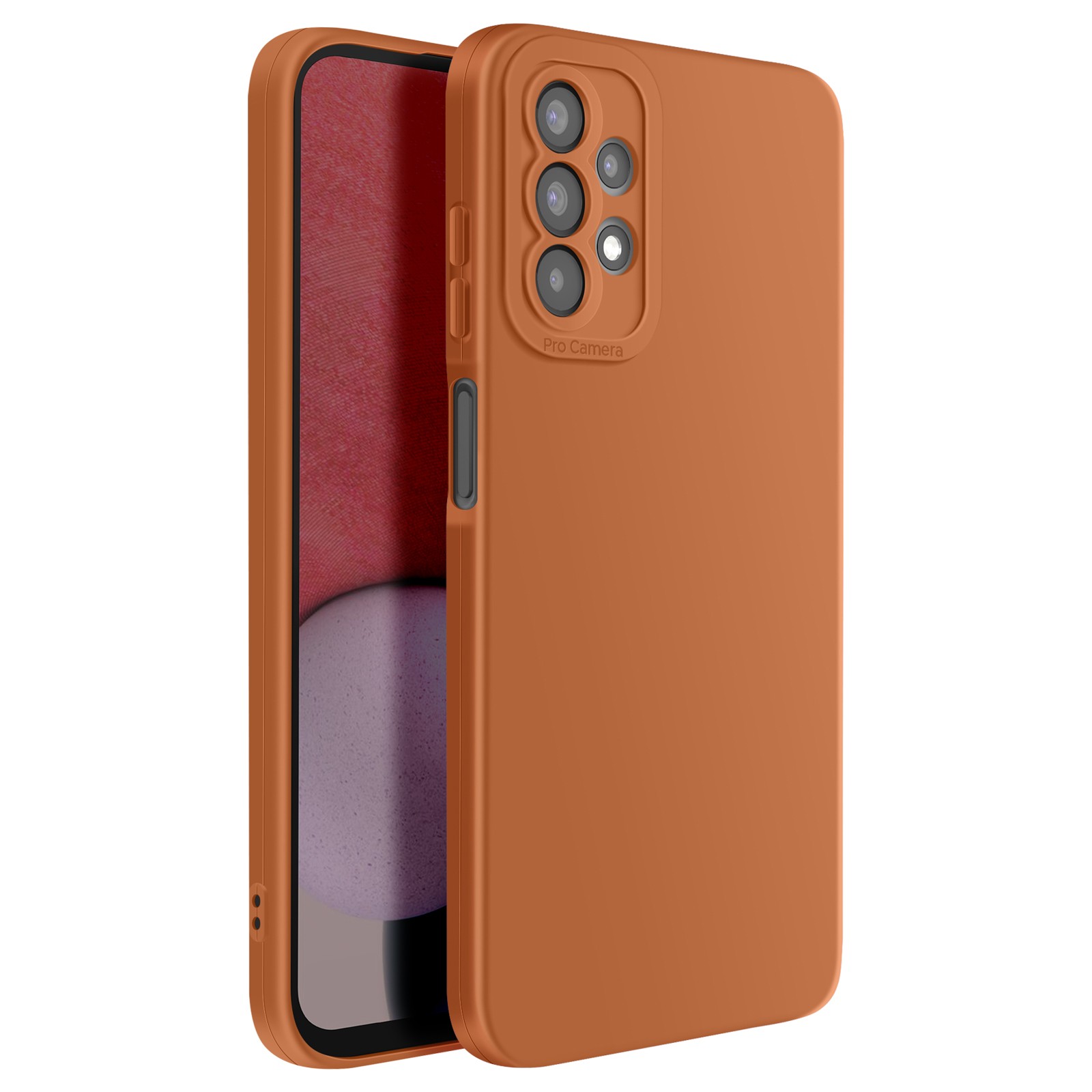 Coque silicone souple Galaxy A04s Avizar marron finition mate haute resistance
