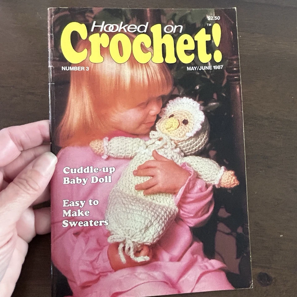 Vintage HOOKED ON CROCHET Pattern Booklet #3 June 1987 Baby Doll Kitty Towel Set - Image 4 of 4