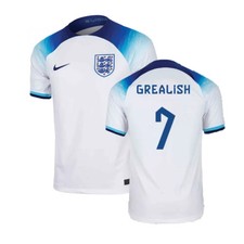 Men's Football Shirt 2022-2023 White Grealish 7 England Home Soccer T-Shirt