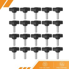 20pcs M6 x 20mm Male Thread Tee Wing Knobs Thumb Screw Clamping Knob Grip Black