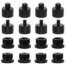 16pcs Mic Stand Adapter Parts Set, 5/8 to 3/8  1/4 Aluminum black