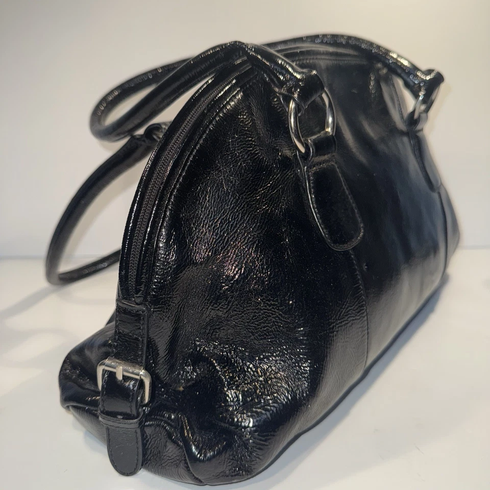 Винтажная лакированная кожаная сумка/сумка с короткими ручками HOBO - Изображение 4 из 4