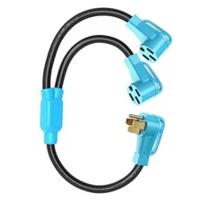  RV/EV Y Adapter Cord 50 Amp to Two 50 Amp, NEMA 14-50P Male Plug 50A-50A-50A