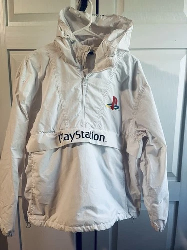 H&M Divided PlayStation Logo Hooded Half-Zip Anorak Jacket White Men’s M - product listing photo