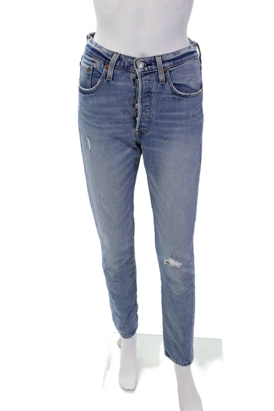 Levi's Womens Medium Wash High Rise Fly Button Skinny Leg Jeans Blue Size 25