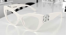 BALENCIAGA BB0312O 003 Cat Eye Acetate White Demo Lens 53 mm Women's Eyeglasses