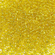Yellow Sliver Lined Color Size 4mm Seed Beads About 1200pcs/100Grams in Bag, 6/0