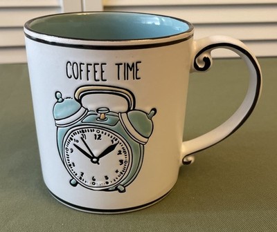 Spectrum Designz 2017 COFFEE TIME Alarm Clock Large Coffee Aqua Cup Mug  21 oz.