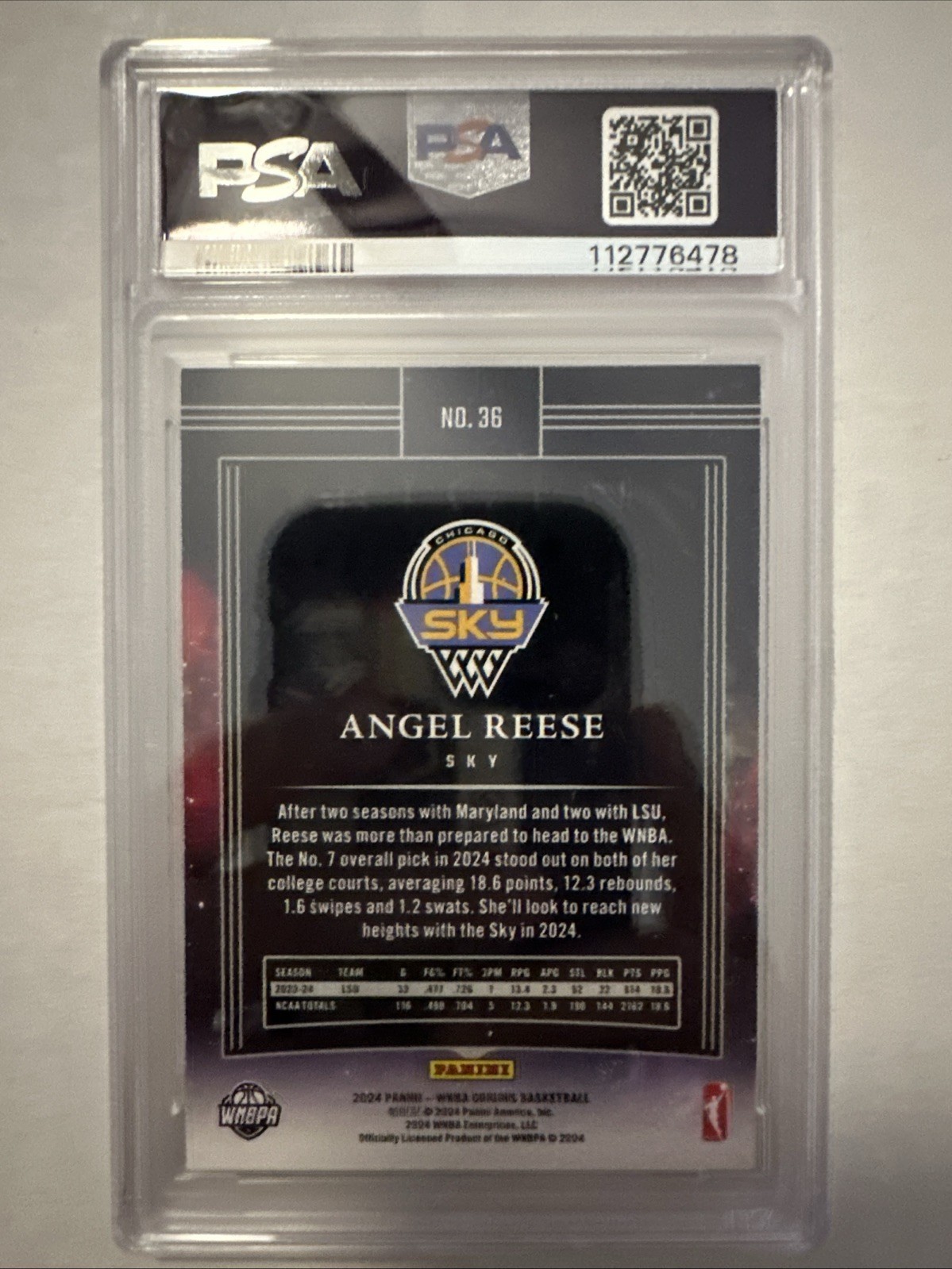2024 Panini Origins Angel Reese Teal /49 RC PSA 8 Chicago Sky #36 view 2