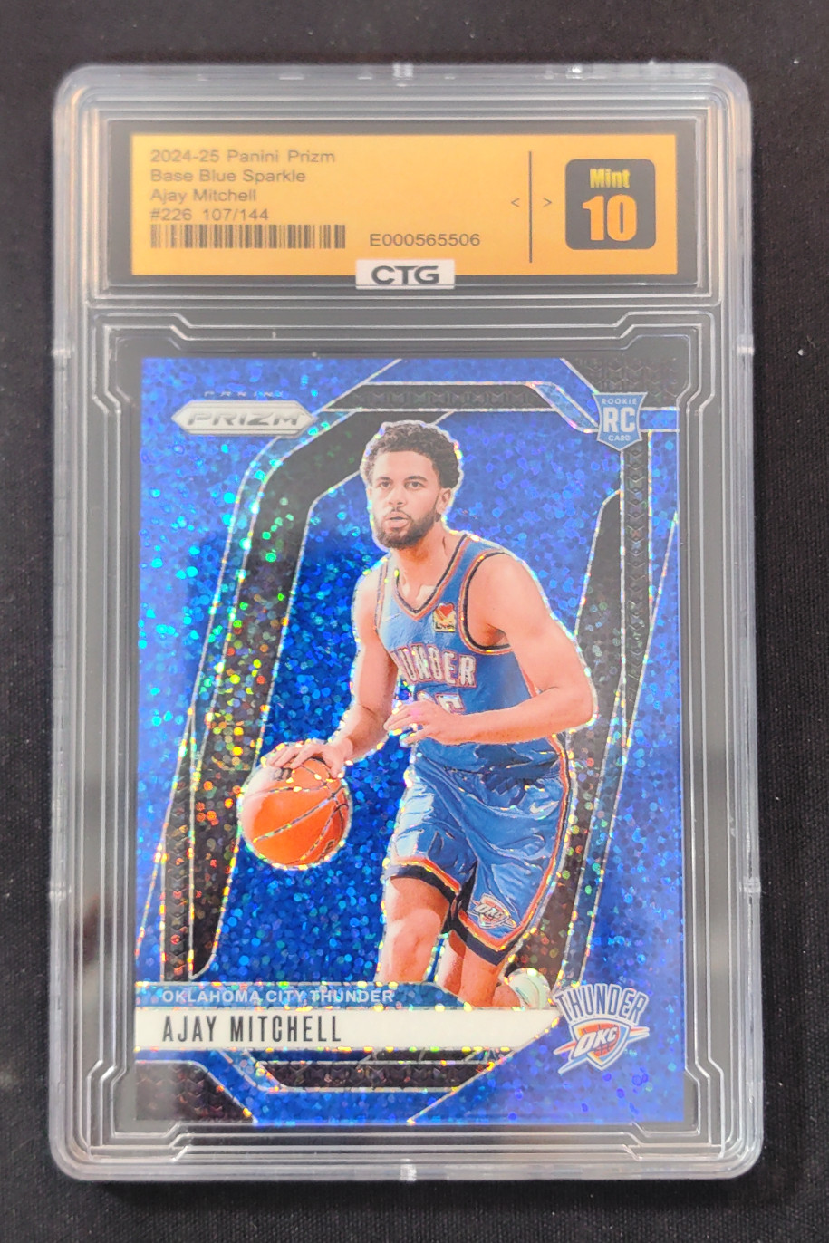 2024-25 Panini Prizm Ajay Mitchell Blue Sparkle RC Rookie /144 #226 Thunder OKC