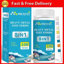 Heavy Metals Water Test Strips (8 Tests) - 100Ct Home Water Testing Kit for Iron