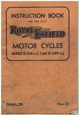 ROYAL ENFIELD MODEL G , J & J2 ORIGINAL 1949 INSTRUCTION & MAINTENANCE HANDBOOK
