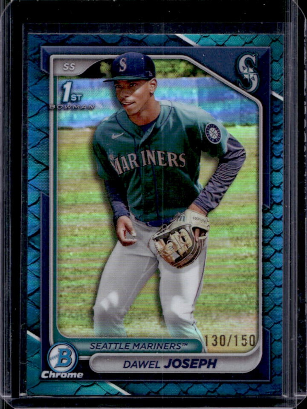 2024 Bowman Chrome Dawel Joseph Reptilian Blue Refractor 1st #/150 Mariners