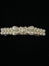 Vintage Faux Pearl Beaded Barrette Hair Clip Clasp