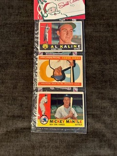 1960 TOPPS XMAS BASEBALL RACK PACK MICKEY MANTLE ERNIE BANKS AL KALINE