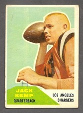 1960 Fleer #124 Jack Kemp RC Chargers Rookie Card Good Looking Lower Grade. rookie card picture