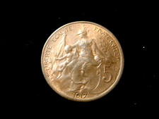 FRANCE. 5 CENTIMES  Marianne  1917. KM 60. Nice!  Uncleaned.