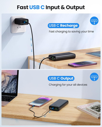 Portable Charger Power Bank 30000Mah USB C 22.5W Fast Charging External Battery  - Picture 6 of 12