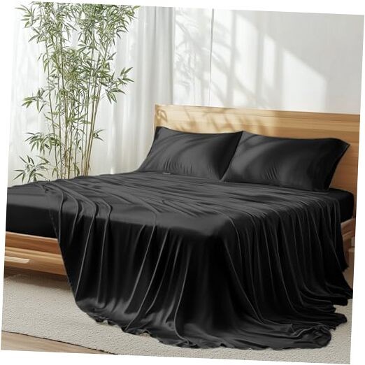 Bamboo Viscose Queen Size 4-Piece Sheet Set 100% Organic in Black