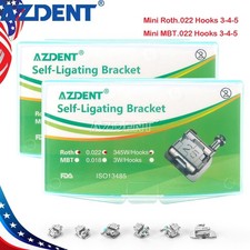 AZDENT Dental Ortho Self Ligating Brackets Braces Mini Roth/MBT 022 Hook 3-4-5