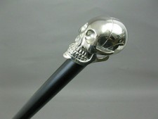 Wooden Walking Stick Cane Antique Style Brass Skull Head Handle Handmade Gift
