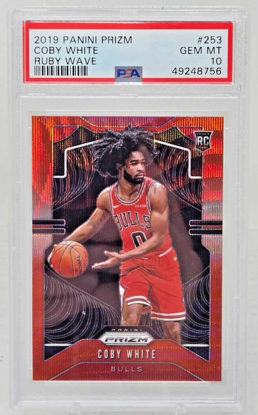 2019 Prizm RUBY WAVE REFRACTOR COBY WHITE RC Rookie Card PSA 10 GEM MINT view 1