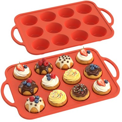 RCMo 2Pack Silicone Muffin Pan for Baking with Metal Standard, Orange 