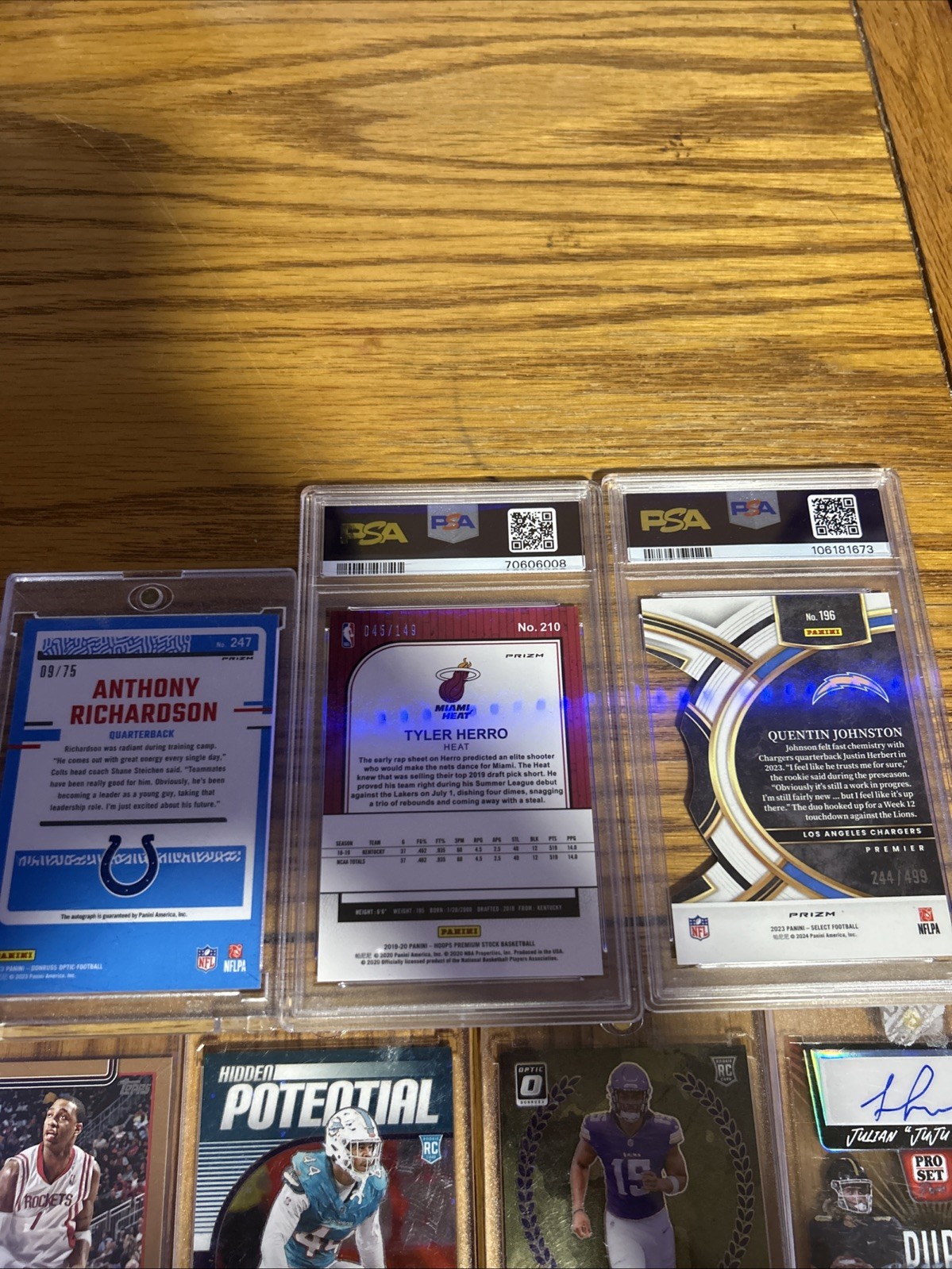 13 card lot football, basketball, 1/1 Bryce Underwood Graded Rookie Auto view 3