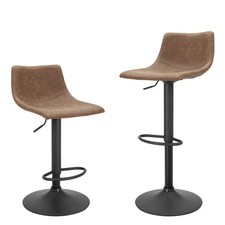 Bar Stools Set of 2, Swivel Adjustable Height Bar Chairs with Footrest  L-Sh...