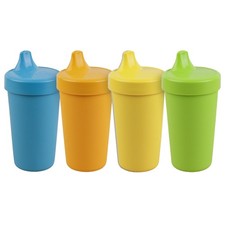 Re-Play Spill-Proof Sippy Cups for Toddlers - Kids Reusable 10 Oz Set of 4, D...
