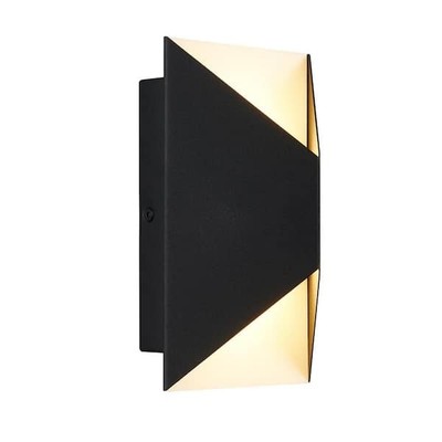 Artika Tria Black Modern Integrated LED Outdoor Porch-Light Lantern Sconce