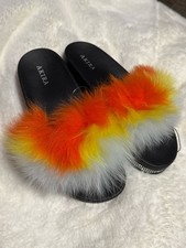 Azalea Wang cute fluffy flat sandals