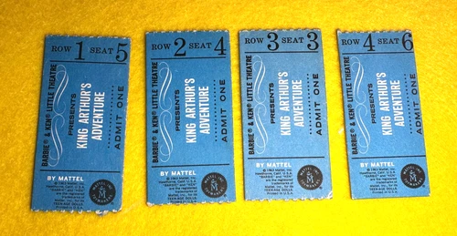 Vintage Barbie 1964 " King Arthur's Adventure"  Little Theatre Tickets set of 4