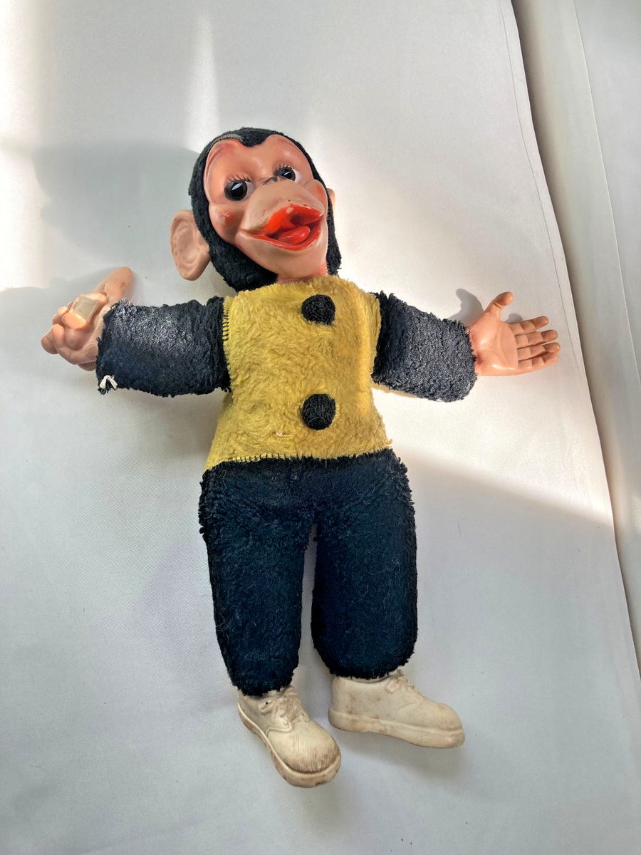 Vintage Mr Bim Zip Zippy Stuffed Rubber plastic Face Monkey W
